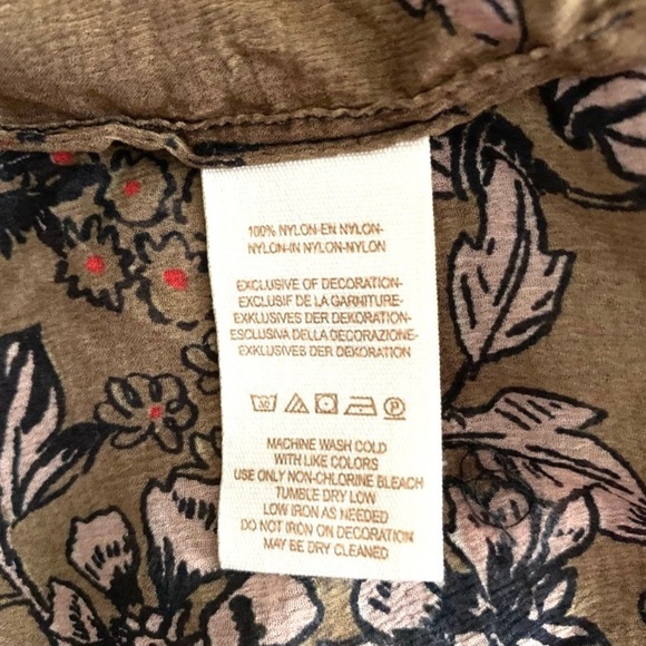 FREE PEOPLE Boho Sheer Chiffon Floral Blouse Brown/Black - Picture 7 of 8